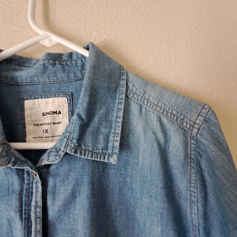 SONOMA western shirt SONOMA blue color 💙 denim size XXL. - Picture 7 of 11